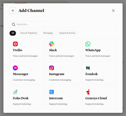 The Add Channel catalog